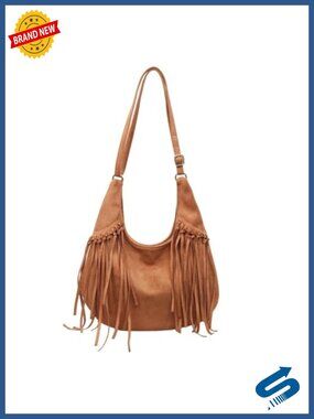 Women's Fringe Hobo Bag Tote Crossbody Purse Western Cowgirl Hippie Vegan Suede